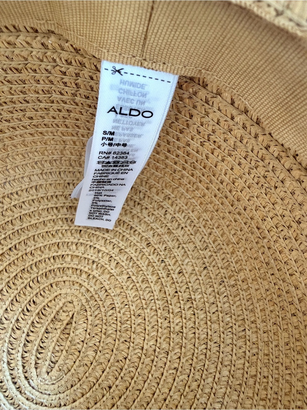 ALDO Woven Straw Hat | Tan Braided Summer Hat | Beach & Vacation Accessory - Picture 4 of 5